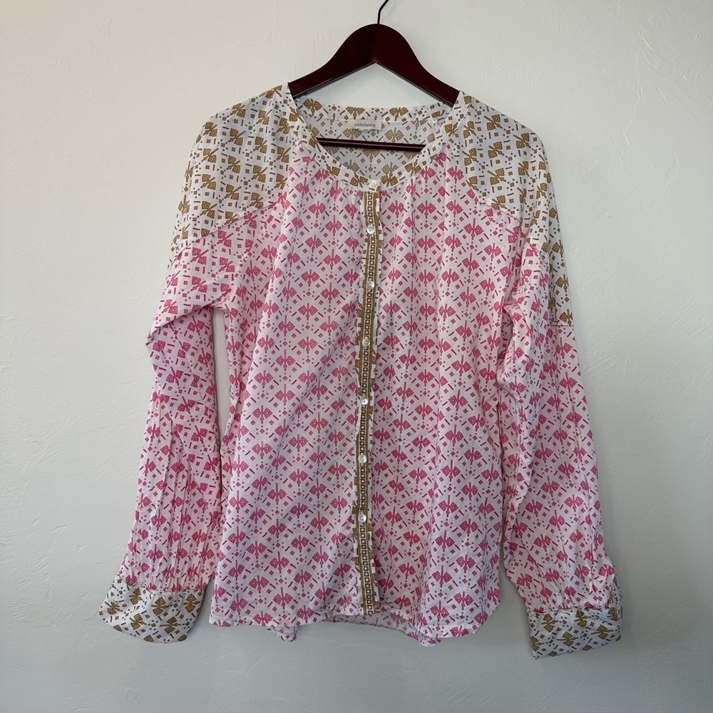 Sundance Pink and Gold Patterned Blouse
